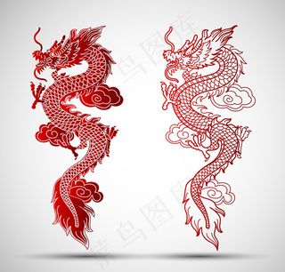 中国龙剪纸矢量