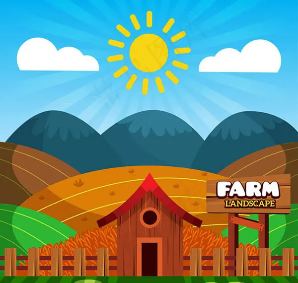 农场风景矢量ai矢量模版下载