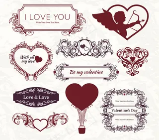 情人节花纹标签,免抠元素