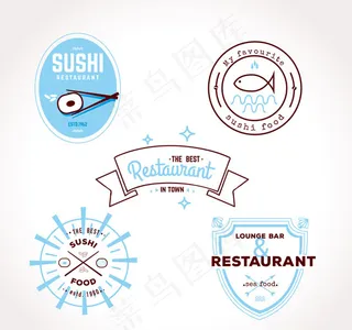餐馆标签矢量