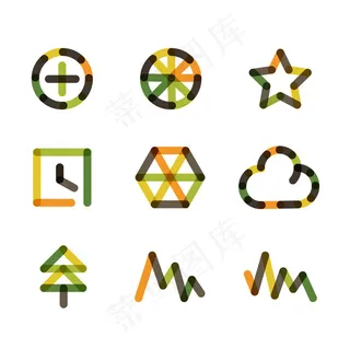 创意拼色图标,免抠元素