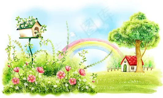 唯美彩虹插画