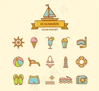 沙滩度假图标,免抠元素 沙滩度假图标,免抠元素