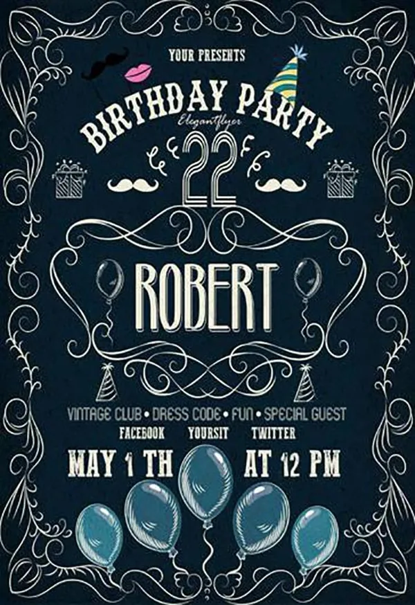 生日聚会传单psd模版下载