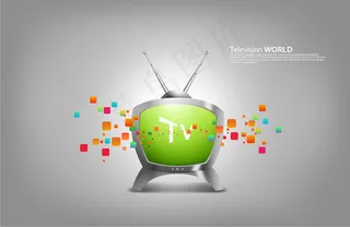电视机与方块