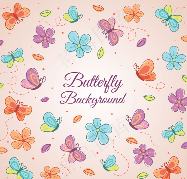 蝴蝶花朵无缝背景