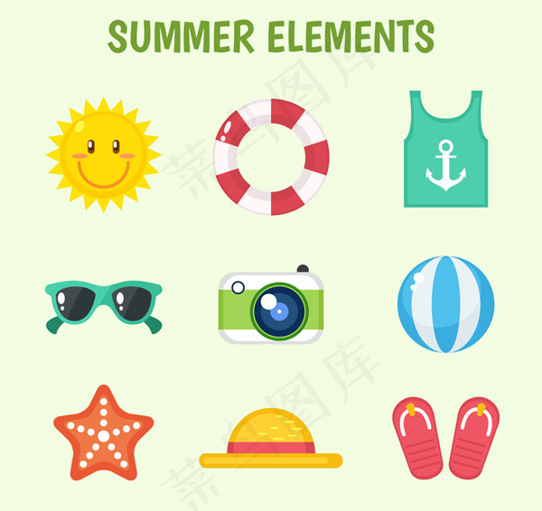 夏季元素图标,免抠元素