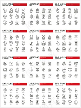 个性线性图标矢量,免抠元素