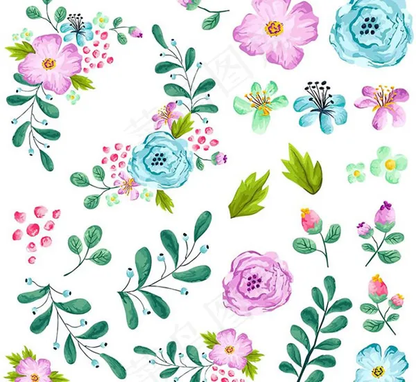 手绘花朵矢量eps,ai矢量模版下载