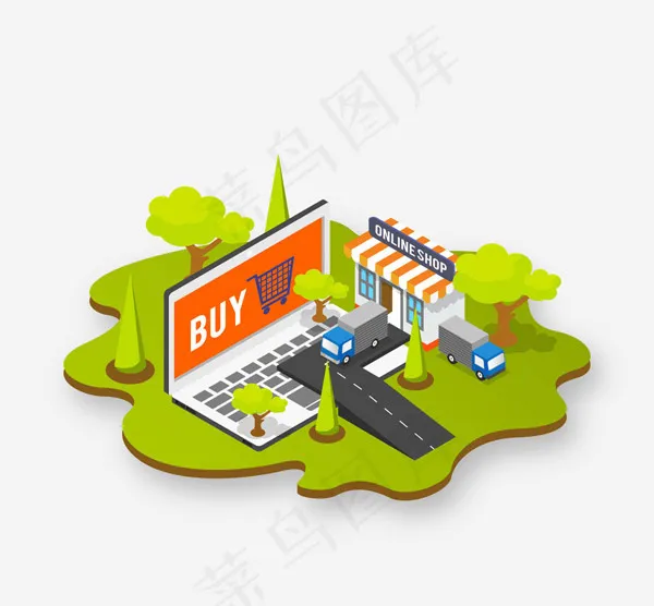立体网上购物元素ai矢量模版下载