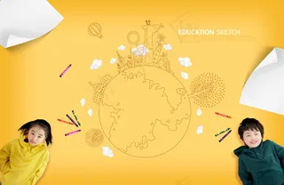 孩子与涂鸦元素