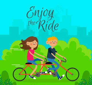 骑双人自行车情侣