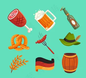 彩色啤酒节图标,免抠元素