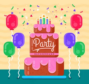 派对蛋糕和气球