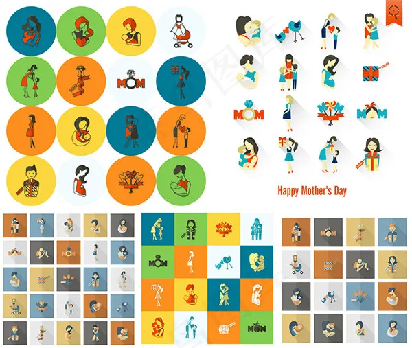 感恩母亲节主题eps,ai矢量模版下载