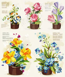 花卉盆栽矢量 花卉盆栽矢量