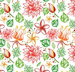 热带花朵无缝背景
