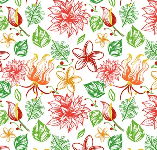热带花朵无缝背景