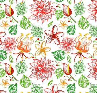 热带花朵无缝背景 热带花朵无缝背景