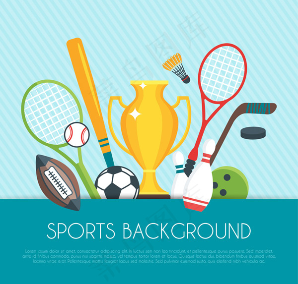 卡通球类和奖杯