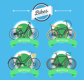 绿色单车标签,免抠元素