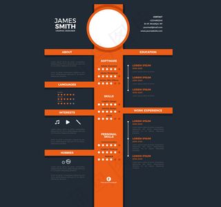 黑底橙色简历模板