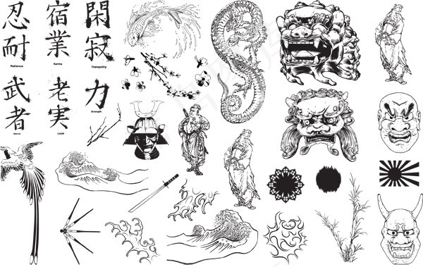 中国文化手绘图,背景元素