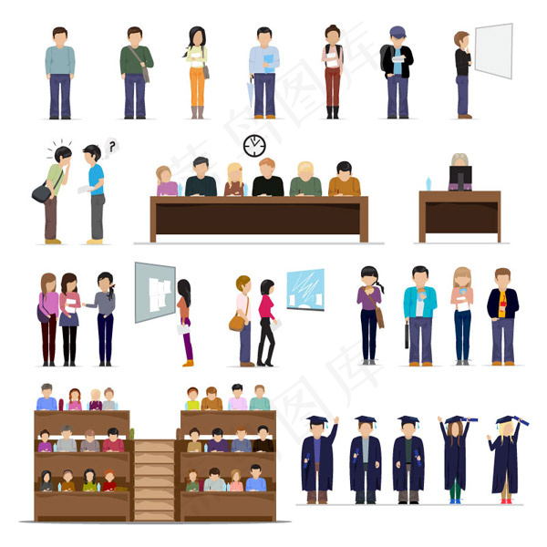 大学生人物eps,ai矢量模版下载