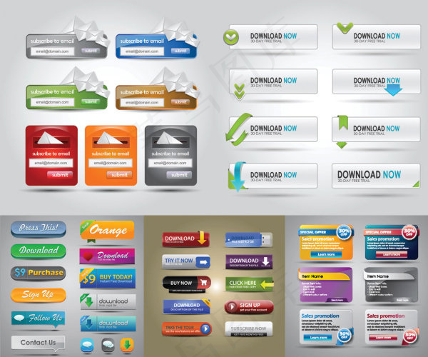 网页设计元素eps,ai矢量模版下载