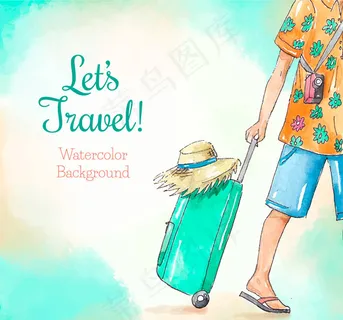 拉行李箱的旅行人物