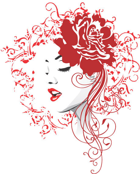 头顶花朵的美女eps,ai矢量模版下载