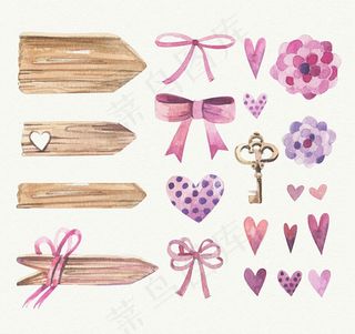 水彩蝴蝶结木牌