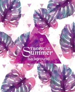 棕榈叶水彩背景