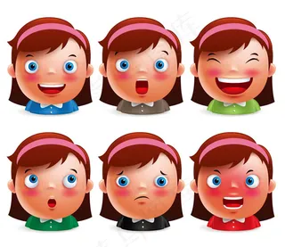 卡通女孩面部表情