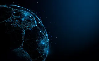 蓝色点线描绘地球