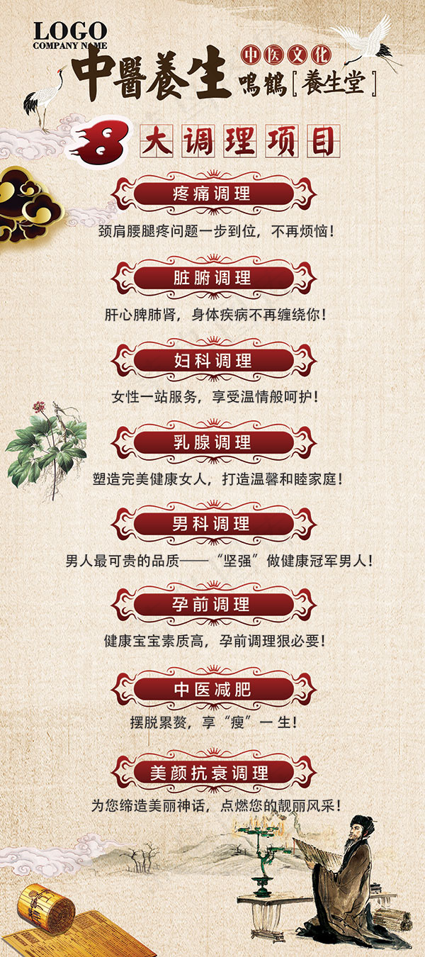 中医养生展架(3149X7087(DPI:100))psd模版下载
