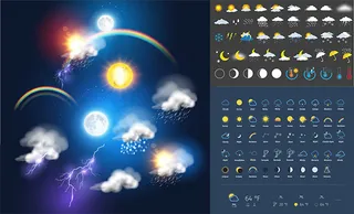 时尚天气图标,免抠元素