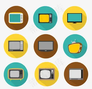 圆形电视机图标,免抠元素