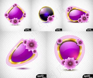 水晶质感金色边框,背景元素