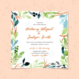 婚礼邀请卡矢量