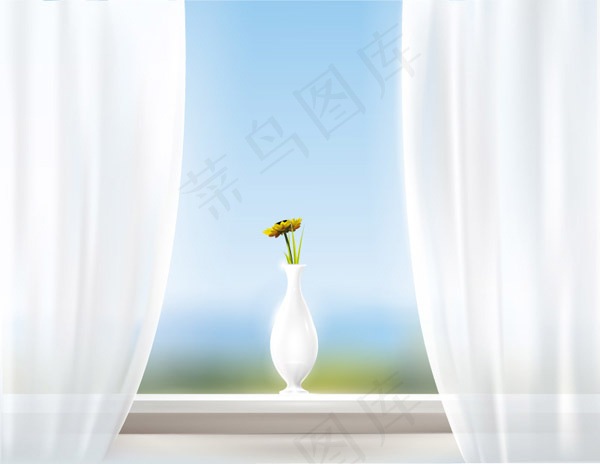 梦幻窗台插画eps,ai矢量模版下载