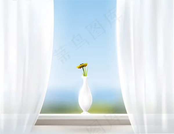 梦幻窗台插画eps,ai矢量模版下载