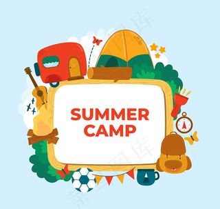 夏季野营元素框架