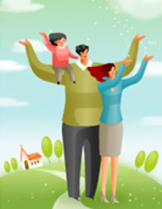 立体卡通风格人物_家庭