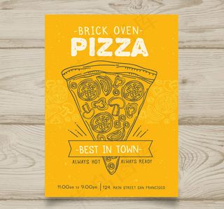 手绘三角披萨传单