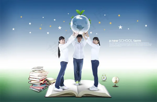 书本上的学生(5200X3380(DPI:300))psd模版下载