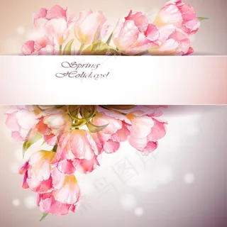 粉红色鲜花边框