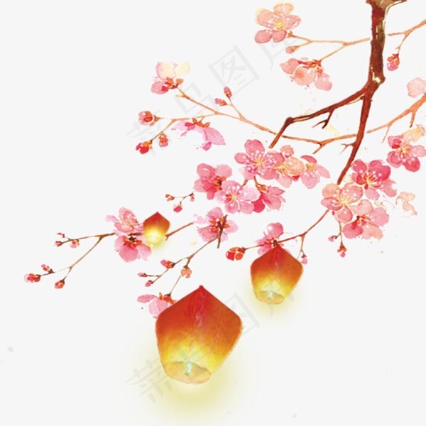 中秋灯笼唯美插画