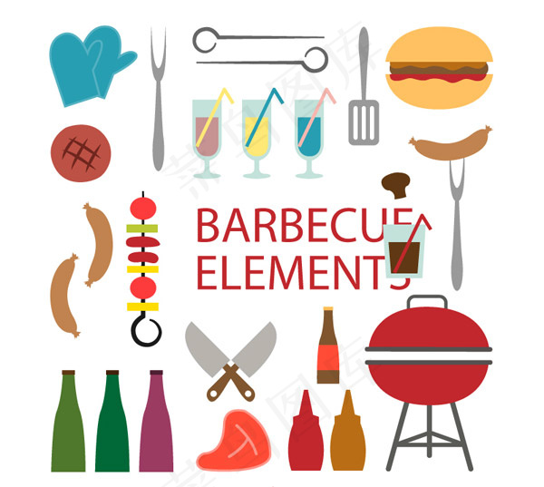 烧烤野餐图标,免抠元素