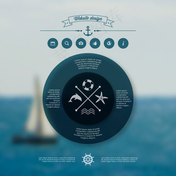 海洋帆船标签eps,ai矢量模版下载